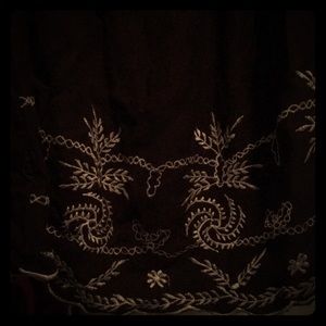 Strapless brown embroidered dress